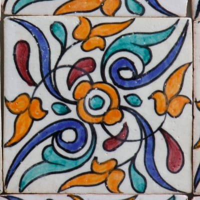 Wandtegels – Handgeschilderde tegel – Set van 4 – 10×10 cm – Boheems ornament