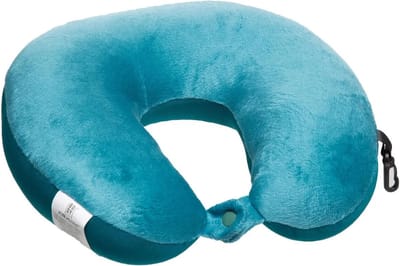 5Five Nekkussen Fluweel - blauw - met ophangclip - polyester - reiskussen voor onderweg - kinderen en volwassenen