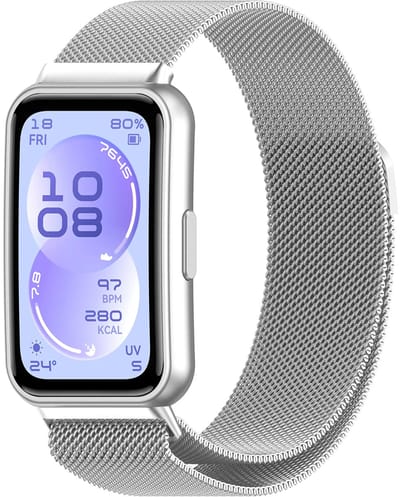 Strap-it Luxe Milanase band geschikt voor Huawei Band 11 / Huawei Band 11 Pro (Zilver)