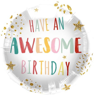 Folat - Folieballon 'Have An Awesome Birthday!' Retro - 45 cm