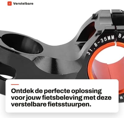 Dailygoods - Verstelbare fietsstuurpen - Fietsstuurpen vervanging - 17 graden - Zwart - Stuurpen 31,8 mm - Geschikt voor mountainbikes - 35 mm adapter