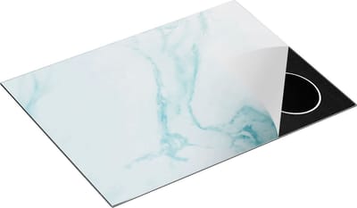 Chefcare Inductie Beschermer Lichtblauwe Marmer - Blauw - 70x50 cm - Afdekplaat Inductie - Kookplaat Beschermer - Inductie Mat