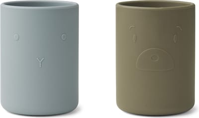 Liewood - Siliconen Drinkbekers Ethan (Set van 2) - Drinkbekers - Blue FogKhaki Mix
