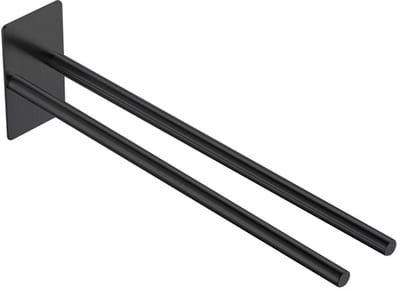 GELLDG Handdoekrek - Handdoekrek zonder boren - Zwart handdoekrek - Geen boren nodig - Matzwart - Zelfklevend - Dubbele armen - Wandmontage - Geschikt voor badkamers en keukens