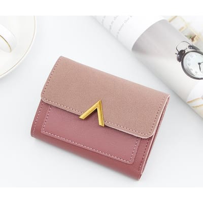 Portefeuille court en cuir pour femme, porte-cartes, petit porte-monnaie, porte-cartes rouge rose