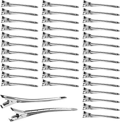 Krokodillenklemmen Metaal - Haarclips Professioneel - Haar Styling - Robuuste Platte Clips - 9 cm 50 Stuks - Zilver