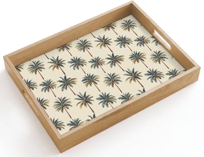 Dienblad hout 40x30 cm - Schootdienblad - Palmbomen - Tropisch - Groen - Borrelplank rechthoek - Plateau dienbladen