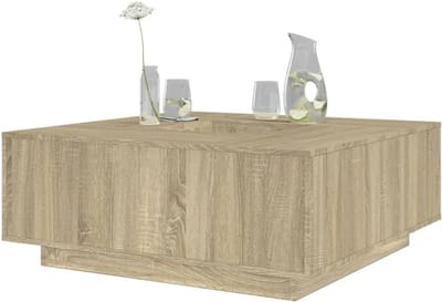 Koffietafel Hout - Bijzettafel Opbergtafel - Woonkamer Inrichten - Robuust Duurzaam Materiaal - 100x100x40 cm - Sonoma Eiken