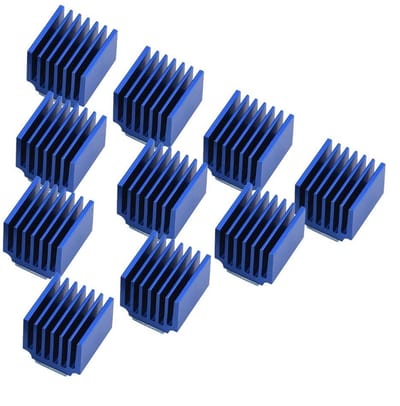 Dailygoods- Koellichaam 10 Stuks - Aluminium - Geanodiseerd Blauw - Voor DRV8825/TMC Stuurprogramma's - 14,45x14,30x13,30 mm - Eenvoudige Installatie