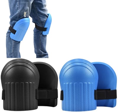 2 paar EVA-schuim kniebeschermers - Waterdicht, verstelbare strakheid - Bescherming voor tuinieren - Beschermende pads voor thuis - 15*1,3*17,8 cm - Geschikt voor mannen en vrouwen voor klussen in en rond het huis of in de tuin - Blauw, zwart