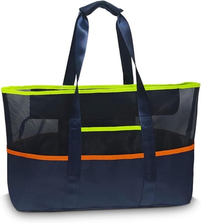 Vrouwelijke Mesh Strandtas met Rits, Ideaal voor Winkelen, Reizen, Picknicken en Sportactiviteiten