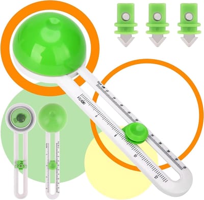 JGS Premium - Cirkelsnijder met 3 reservemesjes - Rolsnijder voor papier - Verstelbare cirkelvormige papiertrimmer - 10-32 cm - Voor printpapier en kraftpapier - DIY handwerk