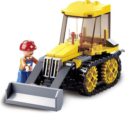 Sluban Town Bulldozer bouwspeelgoed kinderen vanaf 6 jaar - Constructiespeelgoed modelbouw - bouwdoos met 132 bouwstenen - M38-B0377D