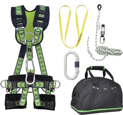Kratos complete set valbeveiliging comfort-plus - Veiligheidslijn 10m - Ankerstrop 1,20m - Extra karabijnhaak - Maat M-L