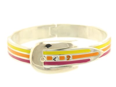 Behave - Bangle met gespdetail - zilverkleur - kleurrijke retrostijl