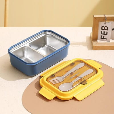 800ml 304 Roestvrij Staal Geïsoleerde Lunchbox Lekdicht Gescheiden Bento Box Duurzame Bento Container voor Studenten Kantoormedewerker 2&800ml white