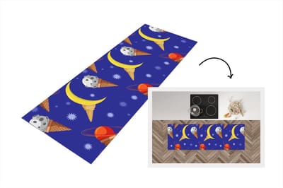 Keukenloper - Loper keuken - Planeten - IJshoorntjes - Patronen - 150x50 cm - Keukenloper vinyl