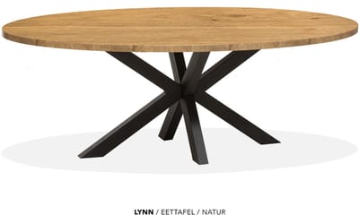 Maxfurn - Lynn - Ovale eettafel Lynn | Zeer krasvast | Kleur: Natur | Afm. 180x102cm
