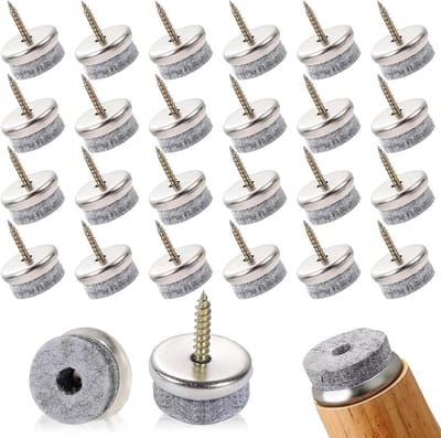 Viltglijders Schroeven - Stoelpootbeschermers - Vloeren Beschermen - Stevige Bevestiging - 32 stuks 24 mm - Grijs