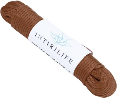 INTIRILIFE 31 m nylon outdoortouw in bruin – tuintouw 31 meter lang en 4 mm dik – paracord touw scheurvast en robuust met 7 kerndraden veelzijdig inzetbaar voor tuin en dergelijke.