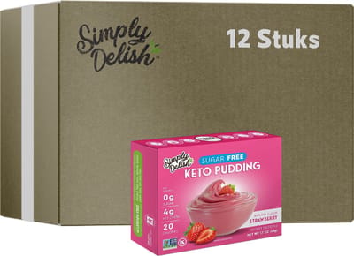 Simply Delish | Sugar Free Instant Pudding | Strawberry | 12 stuks | 12 x 48g
