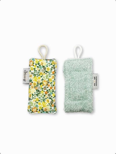 Zero waste - Herbruikbare spons - Afwasspons - Duurzaam cadeau - Groene bloemen