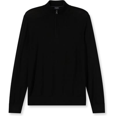 OLYMP Casual modern fit half zip trui wol - korte rits - zwart