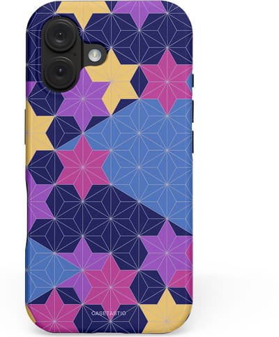 Casetastic hoesje geschikt voor Apple iPhone 16 - MagSafe - Dubbellaagse bescherming - Sterrenlijn - Fashion Case - Donkerblauw Lavendel Beige Roze