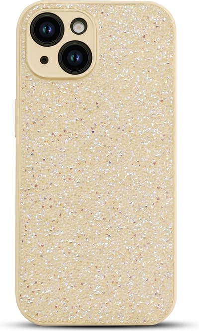 Casemania Hoesje Geschikt voor Apple iPhone 15 - Goud - Diamant Glitter Back Cover