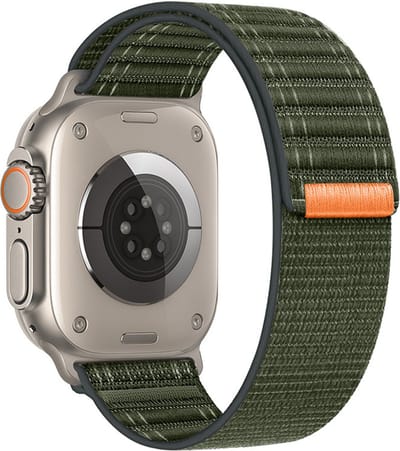 By Qubix - Geschikt voor Apple Watch bandje - Nylon Wave band - Groen - Geschikt voor Apple Watch 44 mm / 45 mm / 46 mm / 49 mm (Ultra 1,2 en 3) - nylon - bandje iWatch