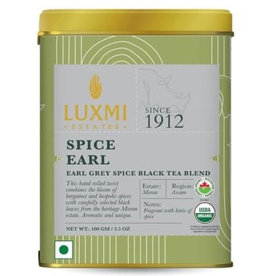 Luxmi Estates - Earl Grey à Feuilles Fines | Thé Noir Orthodoxe Premium d'Assam avec Arôme Naturel de Bergamote | 100 sachets de thé * 2g | 200g white