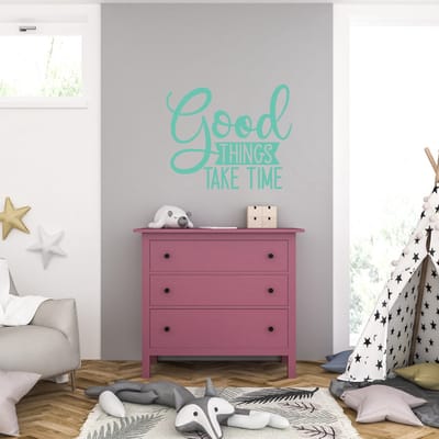 Muursticker - Good Things Take Time - 46,4 x 55,2 - Mint