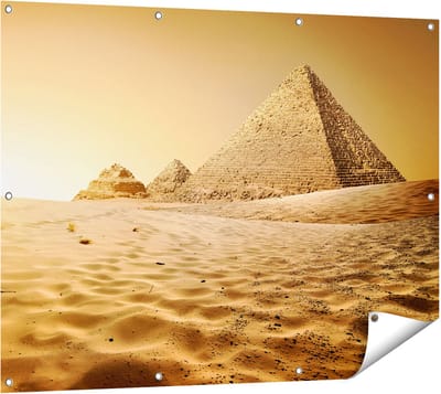 Gards Tuinposter Egyptische Piramides - Egypte - 120x90 cm - Tuindoek - Tuindecoratie - Wanddecoratie buiten - Tuinschilderij
