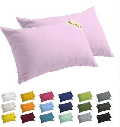 Lavea® Kussenslopen 40x80 cm Set van 2 – Kussenhoezen van 100% Zachte en Ademende Jersey Katoen met YKK Ritssluiting – Roze