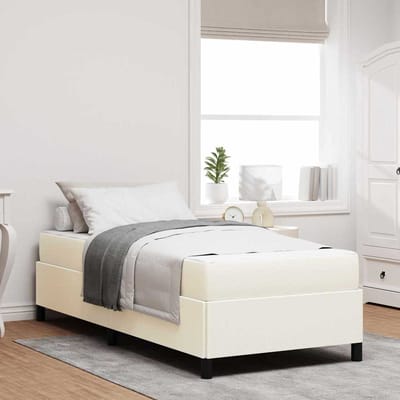 vidaXL - Bedframe - met - matras - Crème - 100 - x - 200 - cm - Stof