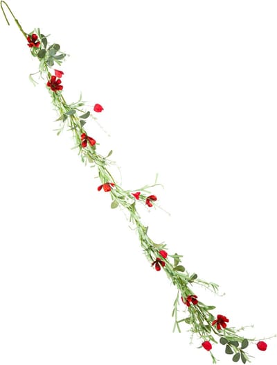 ARTYFETES - Slinger met rood blad en bloemen 1,83 m in landelijke stijl