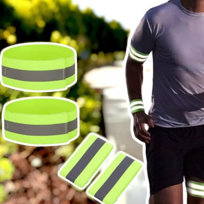 Hoge Zichtbaarheid Reflecterende Banden - Veiligheid bij Buitenactiviteiten - Veiligheidsreflectorbanden - Geschikt voor Wandelen, Fietsen en Hardlopen - Reflecterende Sportbanden - Pols, Arm en Enkel voor Maximale Zichtbaarheid - set van 2
