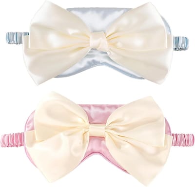 Oogmasker voor een goede nachtrust, set van 2, zijden verduisterend, elastisch en comfortabel, ideaal voor reizen en dutjes