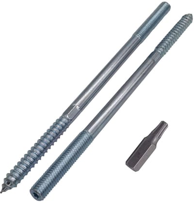 Set van 10 Stalen Steekschroeven M10 x 200 mm met Dubbeldraad voor Houtconstructies