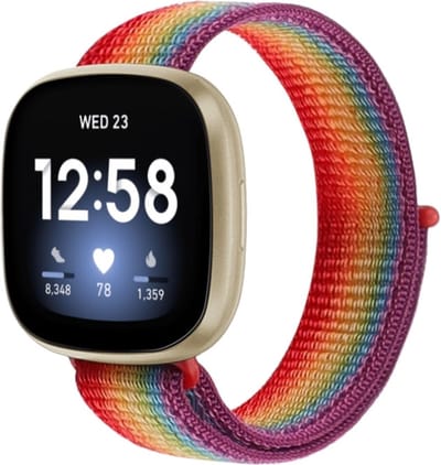 Nylon bandje - geschikt voor Fitbit Versa 3 / Sense - regenboog
