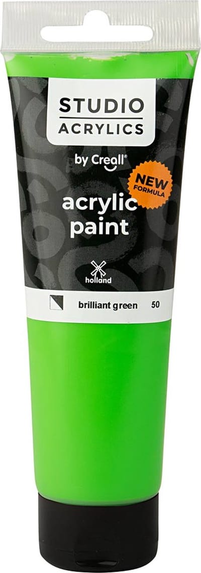 Acrylverf – Acrylaatverf – Acrylic paint – Hobbyverf – Knutselen en Verven – Sneldrogend – Groen Briljant Green (#50) – Groen – Groene Verf – Semi Dekkend – Creall Studio – 120 ml