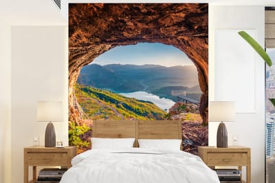 Behang - Fotobehang Grot - Berg - Landschap - Natuur - Breedte 205 cm x hoogte 280 cm