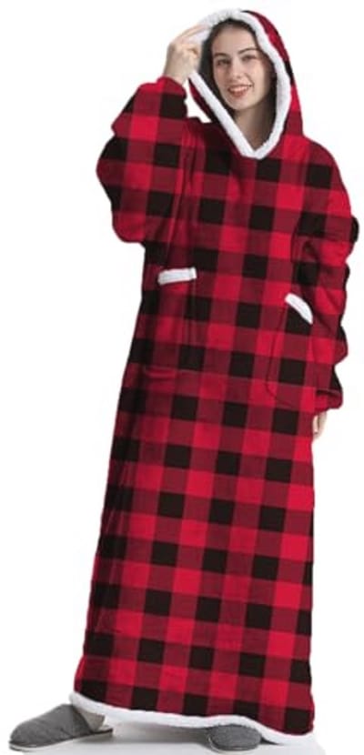 Oversized Hoodie Deken met Mouwen – Zachte en Warme Knuffeldeken voor Volwassenen