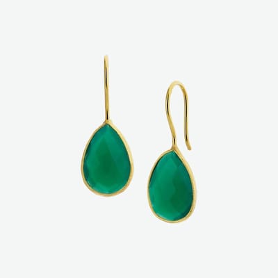 YO&NO - Oorbellen - Zilver verguld - Oorhangers - Agaat - Franse haak - 30mm - 11.5mm - Sieraden vrouw - Zilver 925