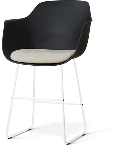 Nolon Nino-Liz barkruk zwart met naturelbeige Zitkussen - wit onderstel - 65 cm