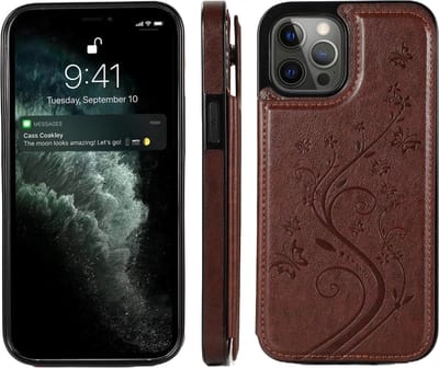 Hoesje geschikt voor Samsung Galaxy S24 Ultra - Backcover - Pasjeshouder - Portemonnee - Bloemenprint - Kunstleer - Bruin