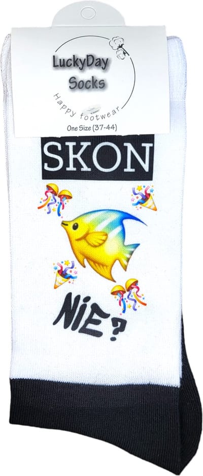 Skon Fisje Nie - Brabant - Jarig - Feest - Verjaardag - Brabantse uitspraak - Grappige sokken - Cadeau voor vrouw en man - Kado - Sokken - Verjaardags cadeau voor hem en haar - LuckyDay Socks - Maat 37-44