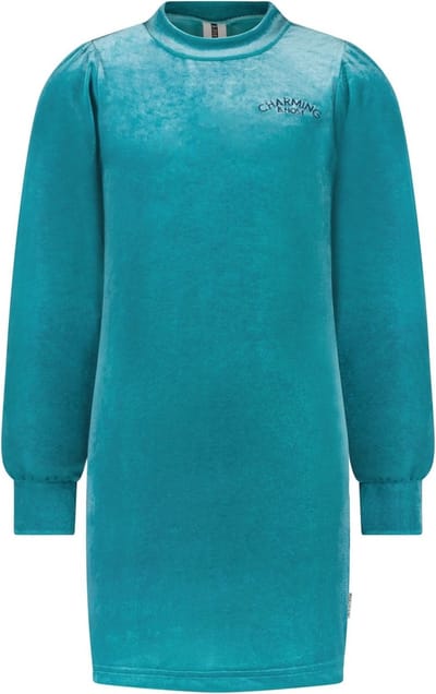 Meisjes jurk fluweel met col - Laguna groen