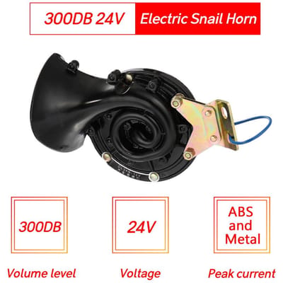 Son fort de klaxon d'air d'escargot électrique de 280DB 12V pour le camion de moto de voiture 24V noir