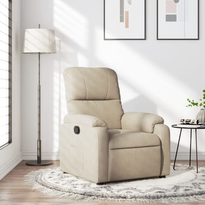 vidaXL - Fauteuil - verstelbaar - microvezelstof - crèmekleurig